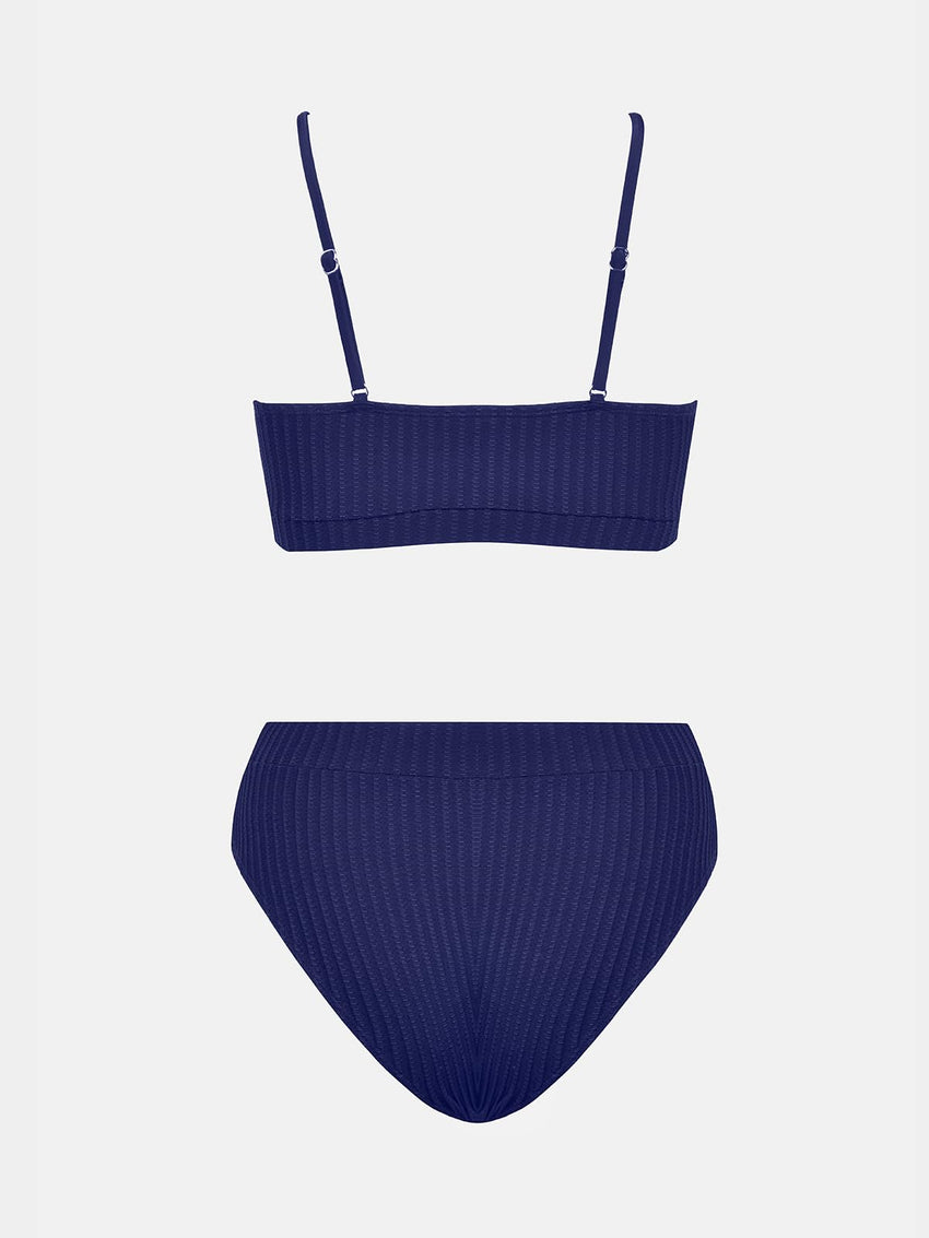 CUPSHE Women's Bikini Set Two Piece Swimsuits High Waisted Scoop Neck Spaghetti Adjustable Straps Textured - 7DAY'S
