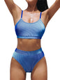 CUPSHE Women's Bikini Set Two Piece Swimsuits High Waisted Scoop Neck Spaghetti Adjustable Straps Textured - 7DAY'S