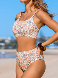 CUPSHE Women's Bikini Set Two Piece Swimsuits High Waisted Scoop Neck Spaghetti Adjustable Straps Textured - 7DAY'S