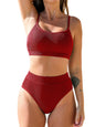 CUPSHE Women's Bikini Set Two Piece Swimsuits High Waisted Scoop Neck Spaghetti Adjustable Straps Textured - 7DAY'S