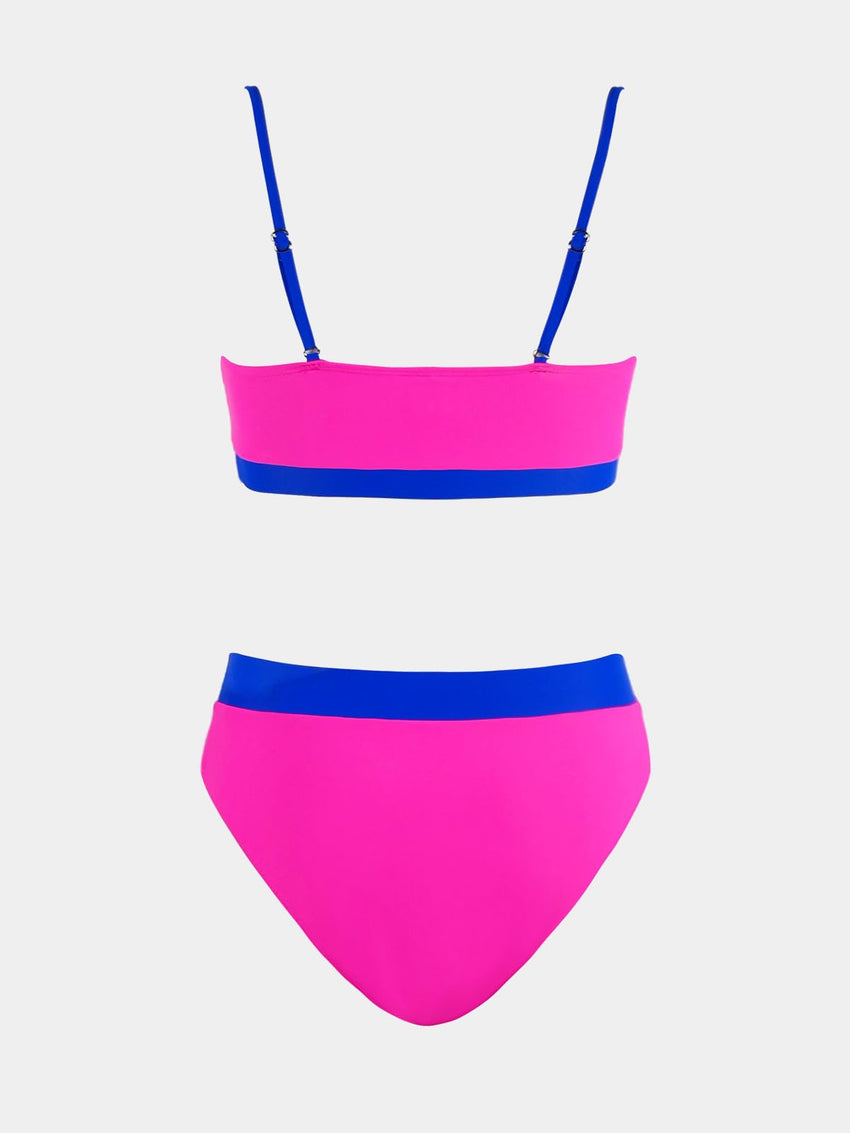 CUPSHE Women's Bikini Set Two Piece Swimsuits High Waisted Scoop Neck Spaghetti Adjustable Straps Textured - 7DAY'S
