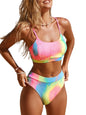 CUPSHE Women's Bikini Set Two Piece Swimsuits High Waisted Scoop Neck Spaghetti Adjustable Straps Textured - 7DAY'S