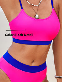 CUPSHE Women's Bikini Set Two Piece Swimsuits High Waisted Scoop Neck Spaghetti Adjustable Straps Textured - 7DAY'S