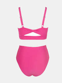 CUPSHE Women's Bikini Sets Two Piece Bathing Suit High Waisted Square Neck Adjustable Straps Ruched - 7DAY'S