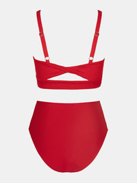 CUPSHE Women's Bikini Sets Two Piece Bathing Suit High Waisted Square Neck Adjustable Straps Ruched - 7DAY'S