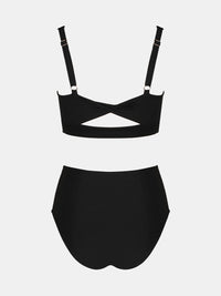 CUPSHE Women's Bikini Sets Two Piece Bathing Suit High Waisted Square Neck Adjustable Straps Ruched - 7DAY'S