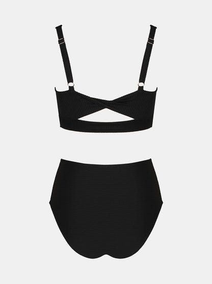 CUPSHE Women's Bikini Sets Two Piece Bathing Suit High Waisted Square Neck Adjustable Straps Ruched - 7DAY'S