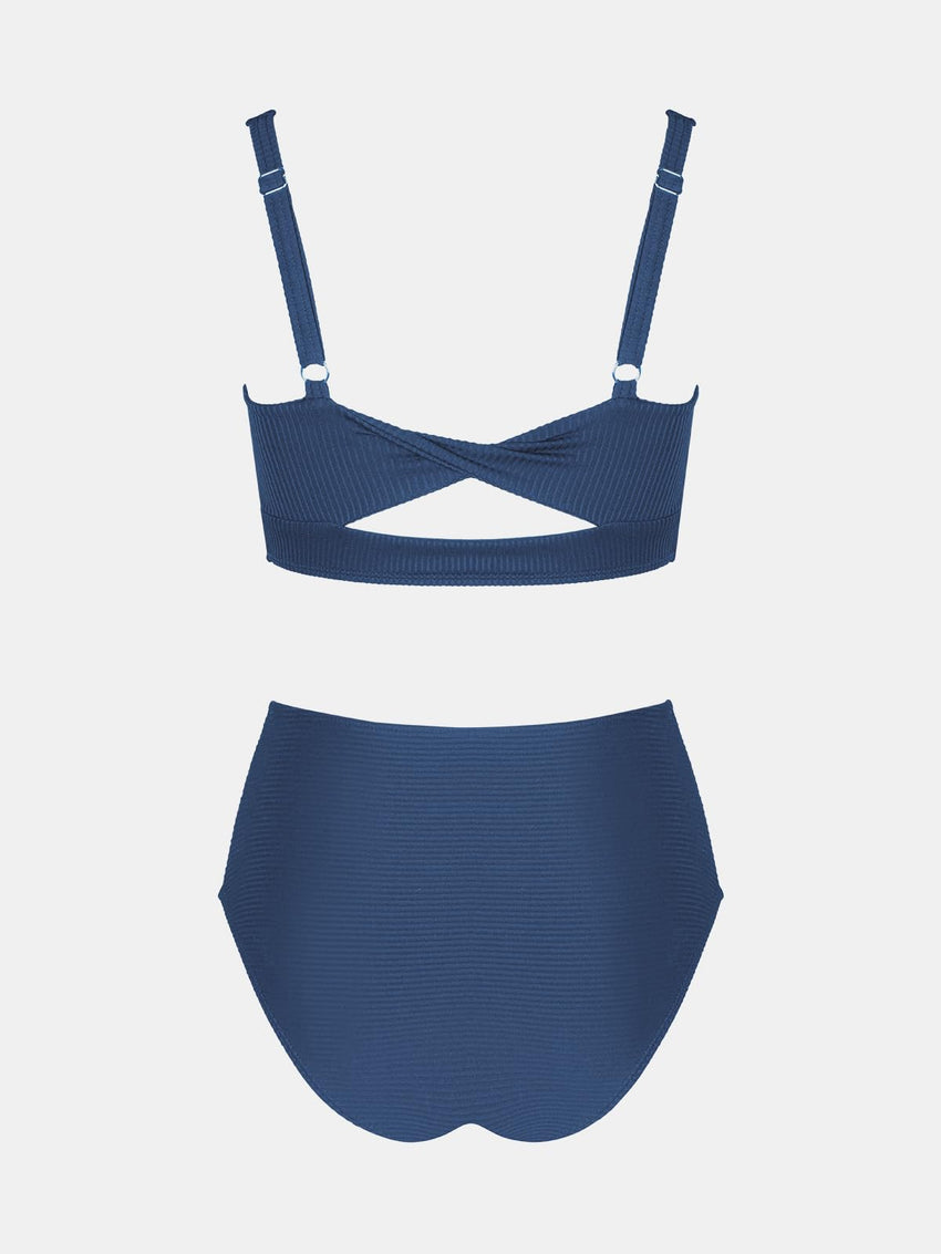 CUPSHE Women's Bikini Sets Two Piece Bathing Suit High Waisted Square Neck Adjustable Straps Ruched - 7DAY'S