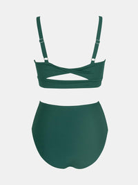 CUPSHE Women's Bikini Sets Two Piece Bathing Suit High Waisted Square Neck Adjustable Straps Ruched - 7DAY'S