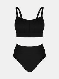CUPSHE Women's Bikini Sets Two Piece Bathing Suit High Waisted Square Neck Adjustable Straps Ruched - 7DAY'S