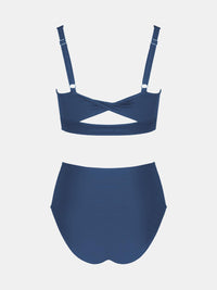 CUPSHE Women's Bikini Sets Two Piece Bathing Suit High Waisted Square Neck Adjustable Straps Ruched - 7DAY'S
