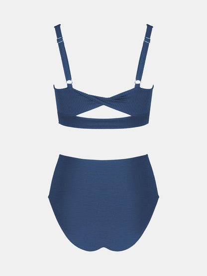 CUPSHE Women's Bikini Sets Two Piece Bathing Suit High Waisted Square Neck Adjustable Straps Ruched - 7DAY'S
