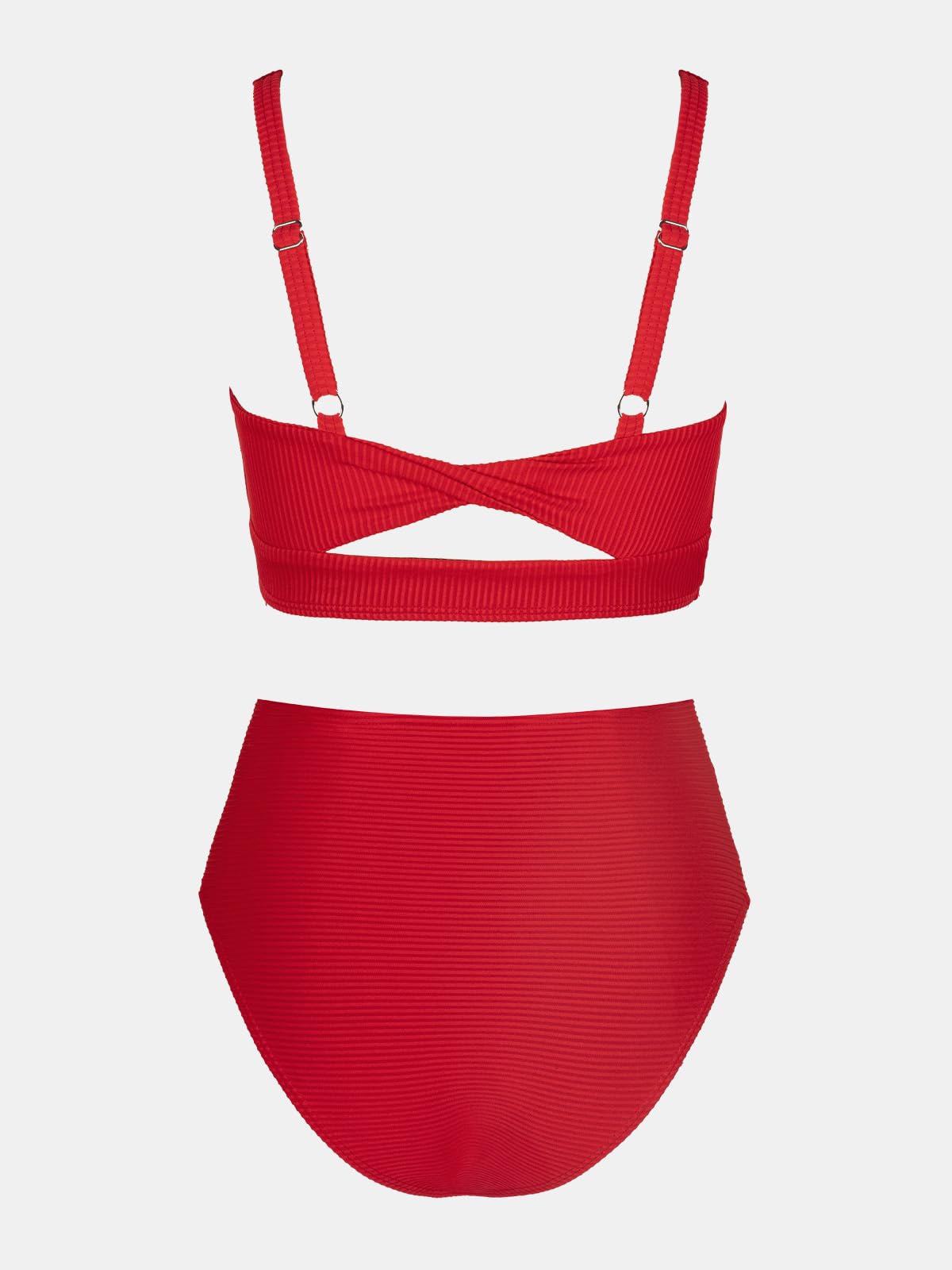 CUPSHE Women's Bikini Sets Two Piece Bathing Suit High Waisted Square Neck Adjustable Straps Ruched - 7DAY'S
