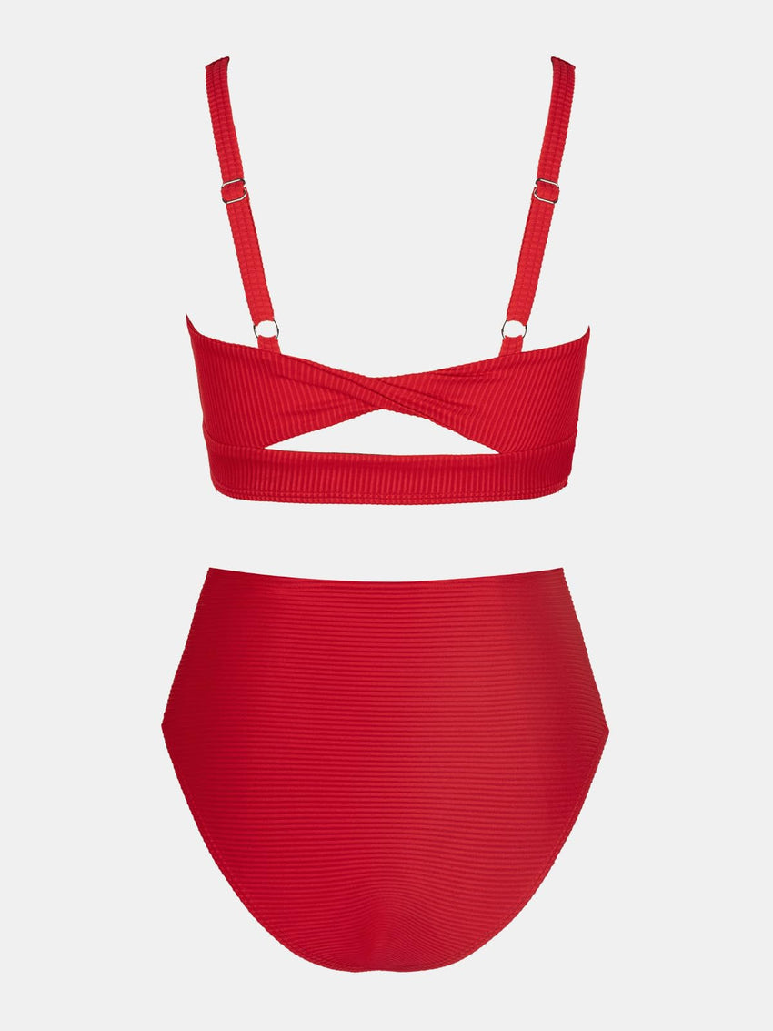 CUPSHE Women's Bikini Sets Two Piece Bathing Suit High Waisted Square Neck Adjustable Straps Ruched - 7DAY'S