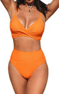 CUPSHE Women's Bikini Sets Two Piece Swimsuit High Waisted V Neck Twist Front Adjustable Spaghetti Straps Bathing Suit - 7DAY'S