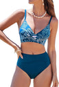 CUPSHE Women's Bikini Sets Two Piece Swimsuit High Waisted V Neck Twist Front Adjustable Spaghetti Straps Bathing Suit - 7DAY'S