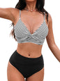CUPSHE Women's Bikini Sets Two Piece Swimsuit High Waisted V Neck Twist Front Adjustable Spaghetti Straps Bathing Suit - 7DAY'S