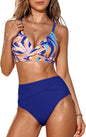 CUPSHE Women's Bikini Sets Two Piece Swimsuit High Waisted V Neck Twist Front Adjustable Spaghetti Straps Bathing Suit - 7DAY'S