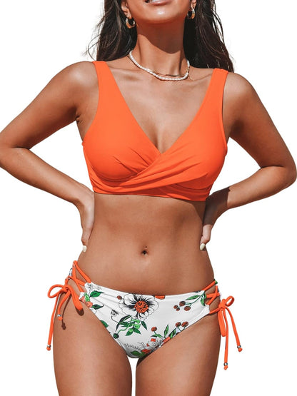 CUPSHE Women's Bikini Swimsuit Front Cross Lace Up Two Piece Bathing Suit - 7DAY'S