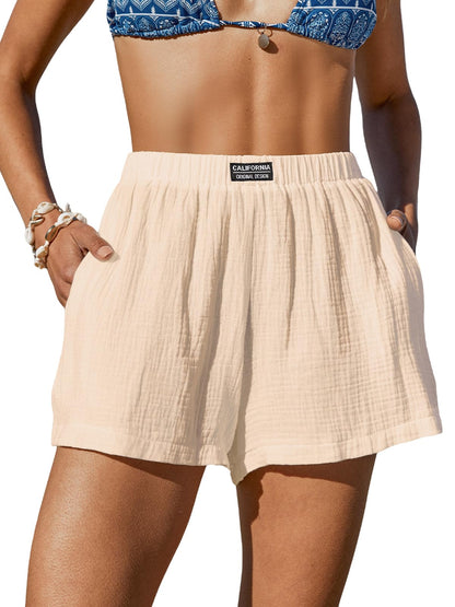 CUPSHE Women's Casual Shorts Cotton High Rise Beach Cover Ups Summer Shorts with Pockets - 7DAY'S
