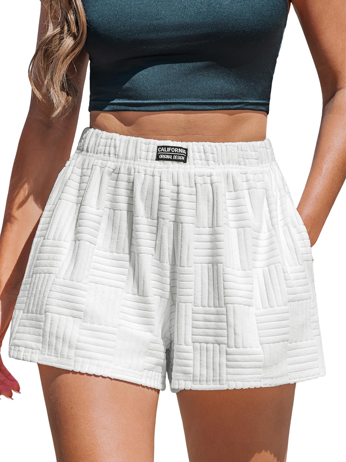 CUPSHE Women's Casual Shorts Cotton High Rise Beach Cover Ups Summer Shorts with Pockets - 7DAY'S
