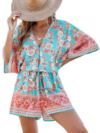 CUPSHE Women's Lace Up Leopard Print Romper Short Sleeves Jumpsuits Wide leg Outfit - 7DAY'S