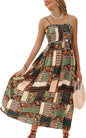 CUPSHE Women's Maxi Dress Ditsy Floral Smocked Summer Sundress Sleeveless Ruffled Spaghetti Straps Long Beach Formal Dress - 7DAY'S