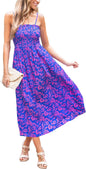CUPSHE Women's Maxi Dress Ditsy Floral Smocked Summer Sundress Sleeveless Ruffled Spaghetti Straps Long Beach Formal Dress - 7DAY'S