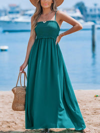 CUPSHE Women's Maxi Dress Ditsy Floral Smocked Summer Sundress Sleeveless Ruffled Spaghetti Straps Long Beach Formal Dress - 7DAY'S