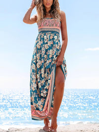 CUPSHE Women's Maxi Dress Ditsy Floral Smocked Summer Sundress Sleeveless Ruffled Spaghetti Straps Long Beach Formal Dress - 7DAY'S
