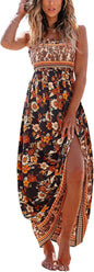CUPSHE Women's Maxi Dress Ditsy Floral Smocked Summer Sundress Sleeveless Ruffled Spaghetti Straps Long Beach Formal Dress - 7DAY'S