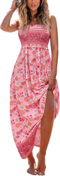 CUPSHE Women's Maxi Dress Ditsy Floral Smocked Summer Sundress Sleeveless Ruffled Spaghetti Straps Long Beach Formal Dress - 7DAY'S