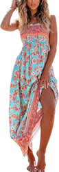 CUPSHE Women's Maxi Dress Ditsy Floral Smocked Summer Sundress Sleeveless Ruffled Spaghetti Straps Long Beach Formal Dress - 7DAY'S