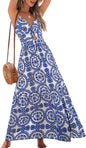 CUPSHE Women's Maxi Dress Floral Print Twisted V Neck Sleeveless Long Dress Summer Casual Dress - 7DAY'S