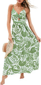 CUPSHE Women's Maxi Dress Floral Print Twisted V Neck Sleeveless Long Dress Summer Casual Dress - 7DAY'S
