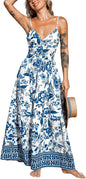 CUPSHE Women's Maxi Dress Floral Print Twisted V Neck Sleeveless Long Dress Summer Casual Dress - 7DAY'S