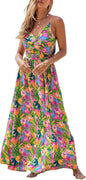 CUPSHE Women's Maxi Dress Floral Print Twisted V Neck Sleeveless Long Dress Summer Casual Dress - 7DAY'S