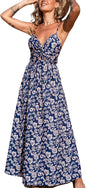 CUPSHE Women's Maxi Dress Floral Print Twisted V Neck Sleeveless Long Dress Summer Casual Dress - 7DAY'S