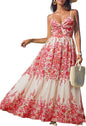 CUPSHE Women's Maxi Dress Floral Print Twisted V Neck Sleeveless Long Dress Summer Casual Dress - 7DAY'S