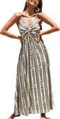 CUPSHE Women's Maxi Dress Floral Print Twisted V Neck Sleeveless Long Dress Summer Casual Dress - 7DAY'S