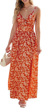 CUPSHE Women's Maxi Dress Floral Print Twisted V Neck Sleeveless Long Dress Summer Casual Dress - 7DAY'S