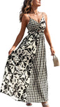 CUPSHE Women's Maxi Dress Floral Print Twisted V Neck Sleeveless Long Dress Summer Casual Dress - 7DAY'S