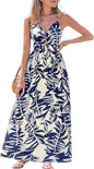 CUPSHE Women's Maxi Dress Floral Print Twisted V Neck Sleeveless Long Dress Summer Casual Dress - 7DAY'S