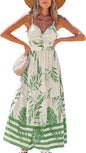 CUPSHE Women's Maxi Dress Floral Print Twisted V Neck Sleeveless Long Dress Summer Casual Dress - 7DAY'S