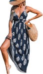 CUPSHE Women's Maxi Dress Floral Print Twisted V Neck Sleeveless Long Dress Summer Casual Dress - 7DAY'S