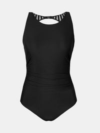 CUPSHE Women's One Piece Swimsuit Bathing Suit Tummy Control High Neck Cutout Back Hook Mesh Swimwear - 7DAY'S
