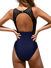 CUPSHE Women's One Piece Swimsuit Bathing Suit Tummy Control High Neck Cutout Back Hook Mesh Swimwear - 7DAY'S