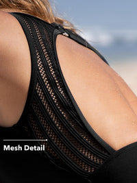 CUPSHE Women's One Piece Swimsuit Bathing Suit Tummy Control High Neck Cutout Back Hook Mesh Swimwear - 7DAY'S