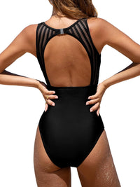 CUPSHE Women's One Piece Swimsuit Bathing Suit Tummy Control High Neck Cutout Back Hook Mesh Swimwear - 7DAY'S