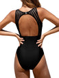 CUPSHE Women's One Piece Swimsuit Bathing Suit Tummy Control High Neck Cutout Back Hook Mesh Swimwear - 7DAY'S